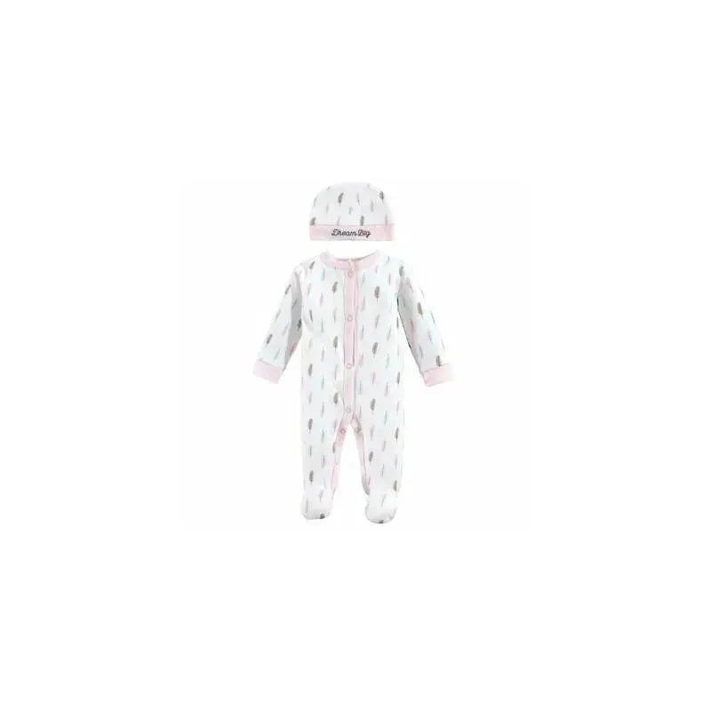 Baby Vision – 2Pc Baby Girl Sleep N Play and Cap Set, Preemie, Feathers