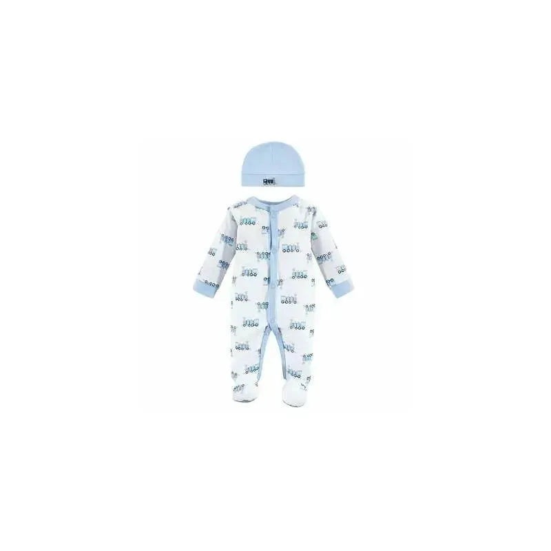 Baby Vision – 2Pk Baby Boy Snap Sleep and Play and Cap Set, Preemie, Train