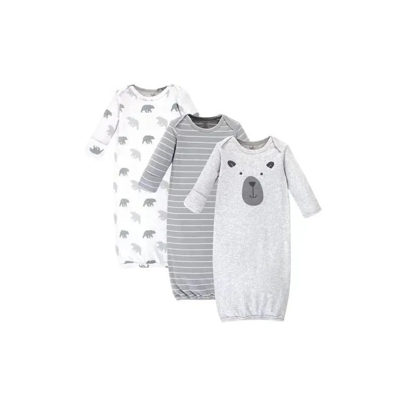 Baby Vision – 3Pk Baby Organic Interlock Gowns, Preemie, Bear