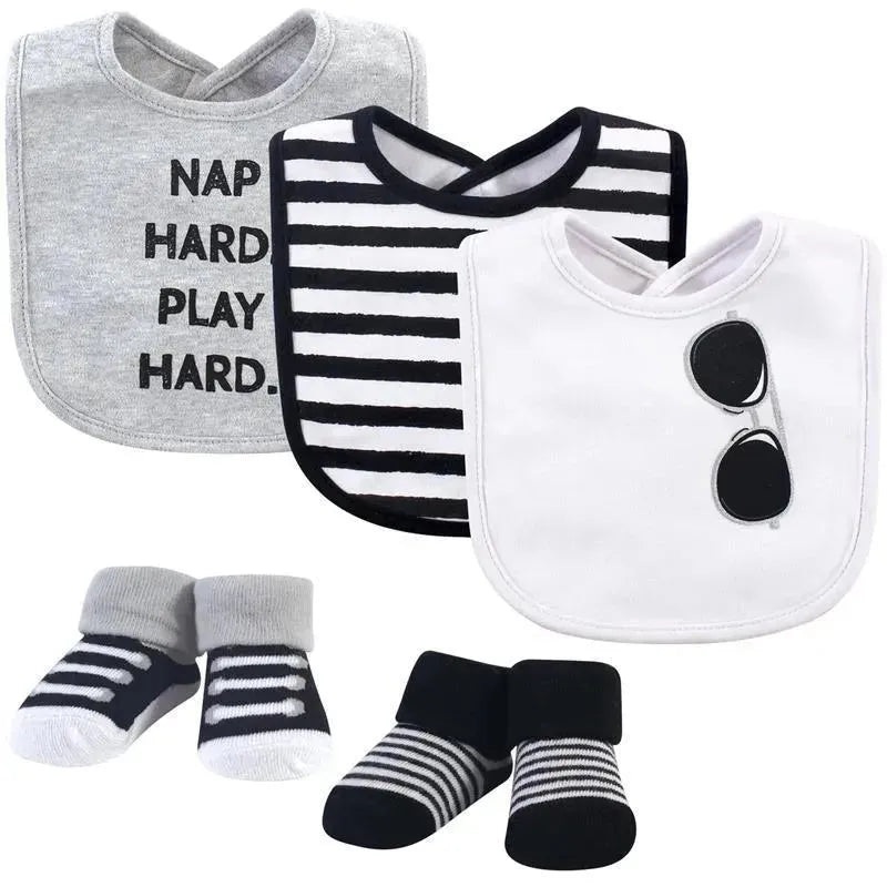 Baby Vision – 5Pk Baby Boy Cotton Bib and Sock Set, Nap Hard