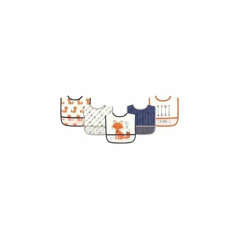 Baby Vision – 5Pk Baby Boy Waterproof PEVA Bibs, Fox