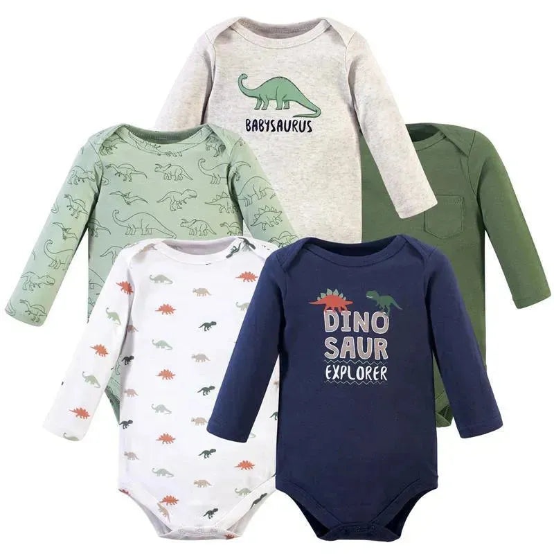 Baby Vision – Baby Boy Cotton Long-Sleeve Bodysuits 5Pk, Dinosaur Explorer