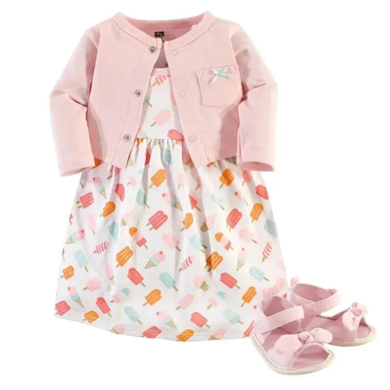 Baby Vision – Baby Girl Cardigan, Dress And Shoes Set, Ice Cream