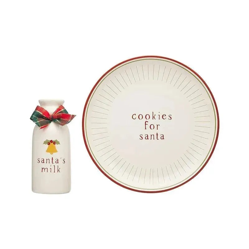 Pearhead – Santa Cookie Set, Cookies and Milk Christmas Dcor, Cookie Plate Set for Santa