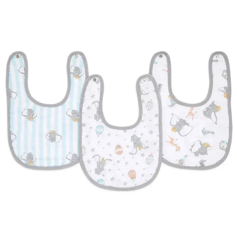 Aden + Anais – 3Pk Cotton Muslin Snap Bib, Dumbo