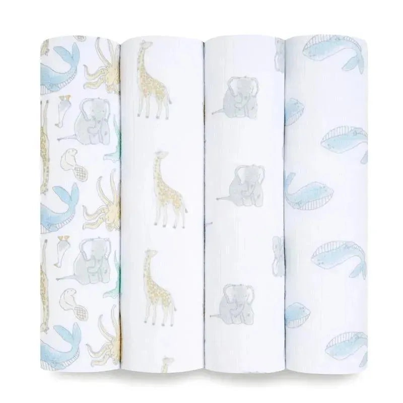 Aden + Anais – 4Pk Cotton Muslin Swaddle, Natural History