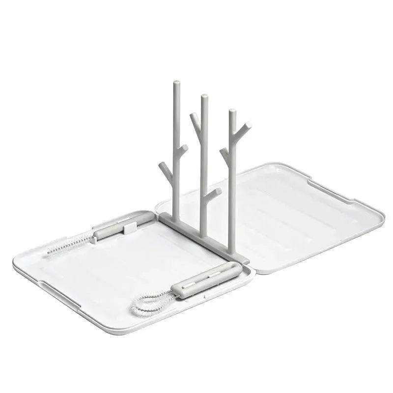 Boon Portable Bottle Brushes, Breast Pump Cleaning & Drying Set, Compact Tarvel Size Drying Rack and Bottle Brushes Set