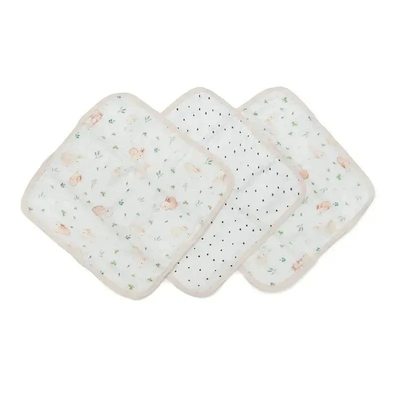 Loulou Lollipop – 3Pk Washcloth Set, Bunny Meadow