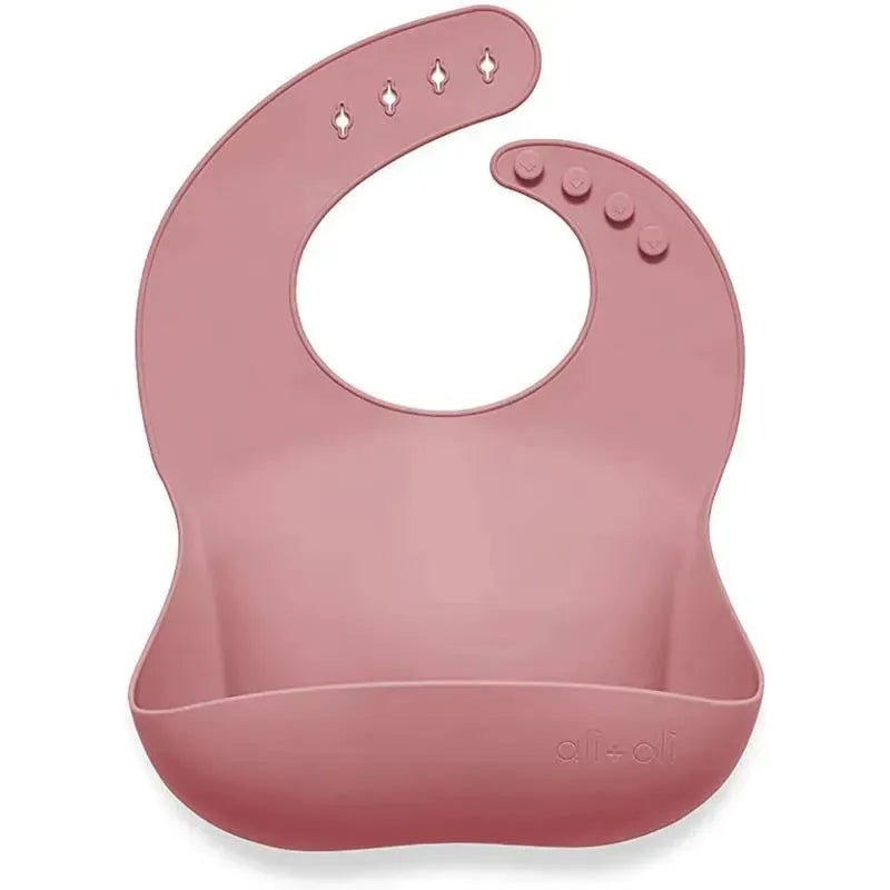 Ali + Oli Silicone Baby Bib Roll Up & Stay Closed (Mauve)