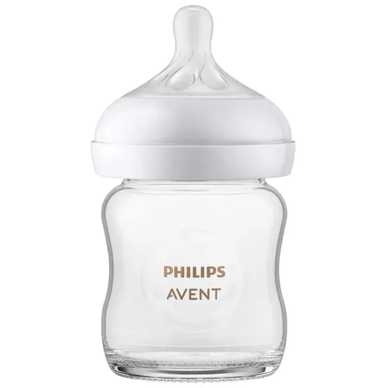 Avent – 1Pk Glass Natural Baby Bottle With Natural Response Nipple, 4Oz