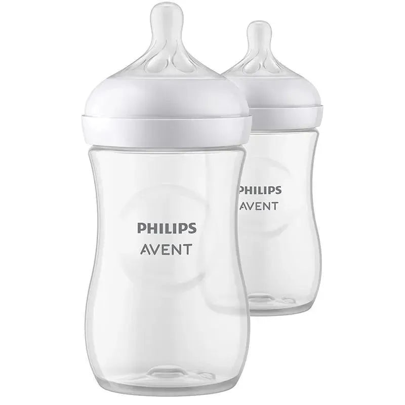 Avent – 2Pk Natural Baby Bottle With Natural Response Nipple, Clear, 11Oz