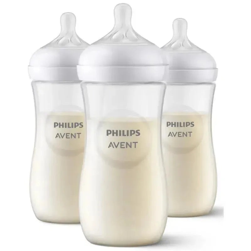Avent – 3Pk Natural Baby Bottle With Natural Response Nipple, Clear, 11Oz