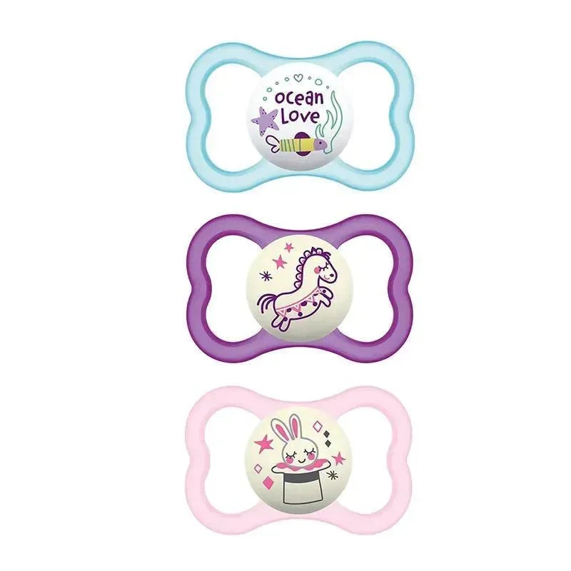 Mam – 3Pk Girl Air Night & Day Pacifiers, 16M+