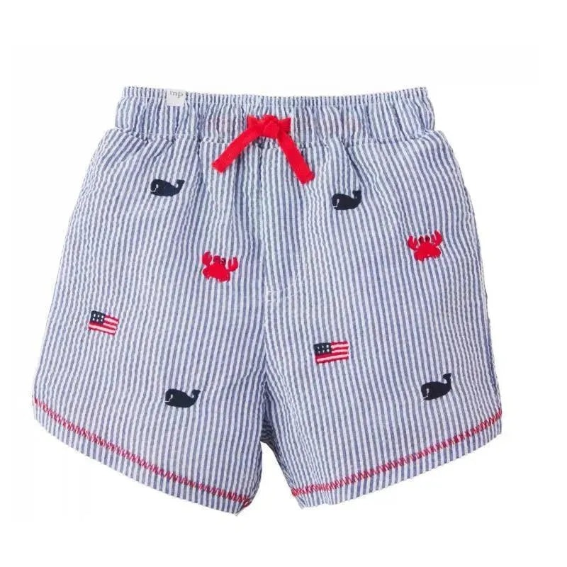 Mud Pie – Baby Boy Sail Seersucker Swim Trunks