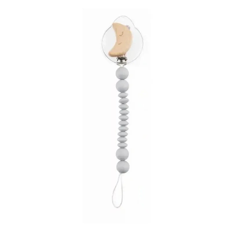 Mud Pie – Wood And Silicone Pacy Clip Spinner, Grey Moon