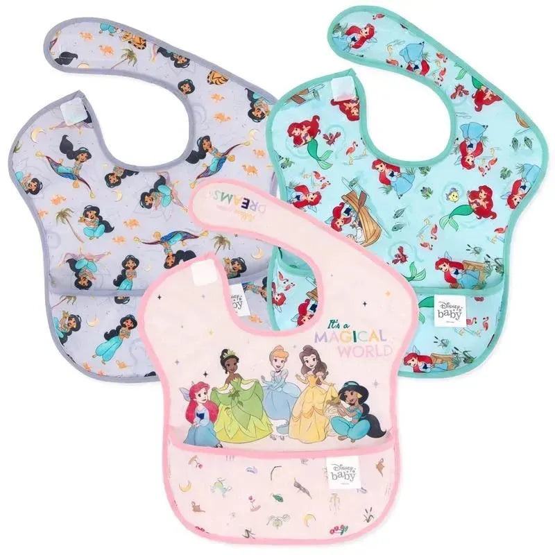 Bumkins Superbib 3 Pack: Magical World , Ariel And Jasmine