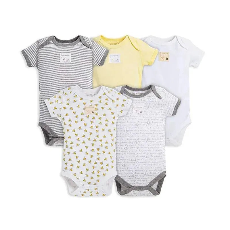 Burt’s Bees 5-Pack Short Sleeve Bodysuits, Sunshine Prints