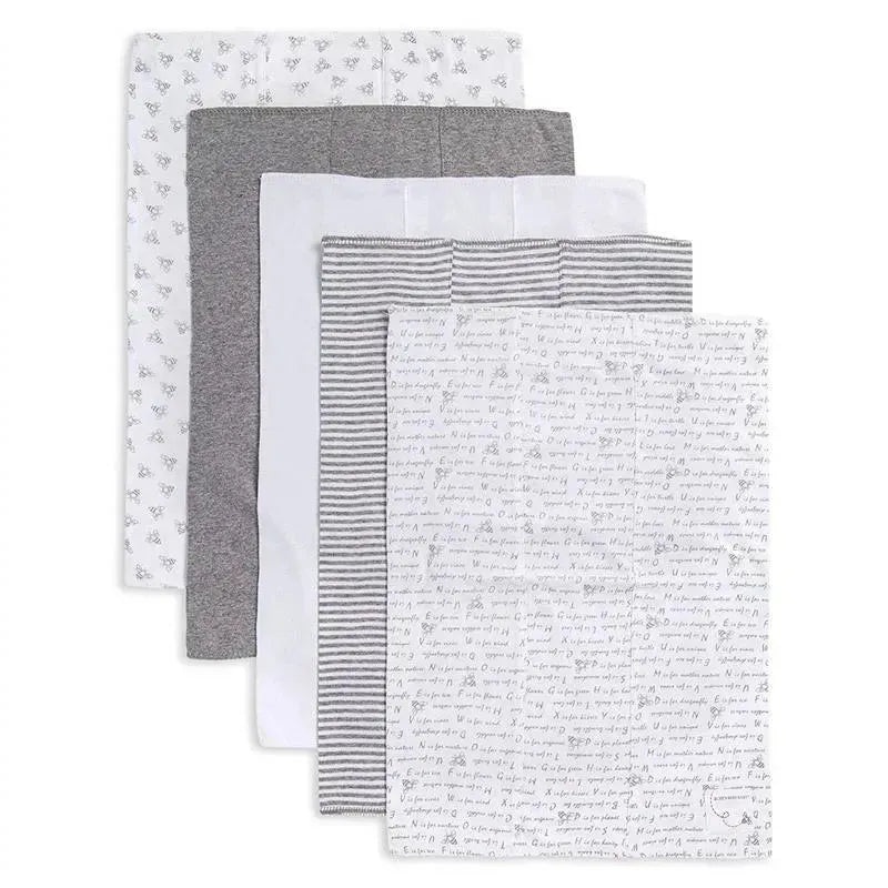 Burt’s Bees – 5 Pk Burp Cloth, Heather Grey, One Size