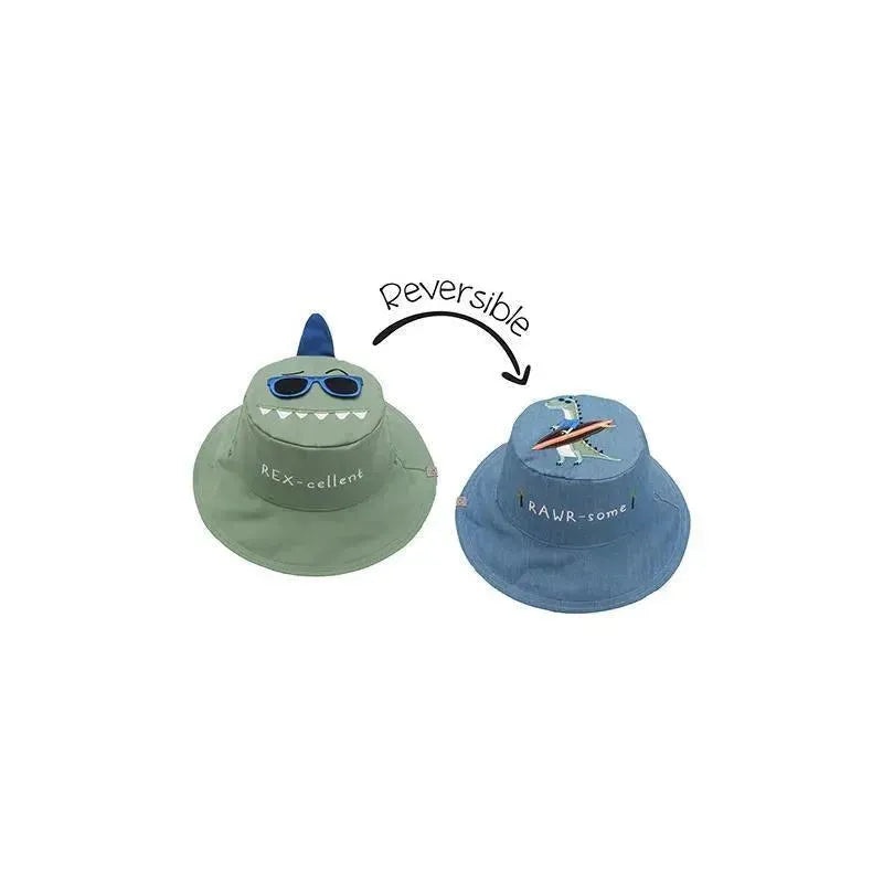 Flap Jack Kids Reversible Kids & Toddler Sun Hat-Dinosaur & Surfer Dino