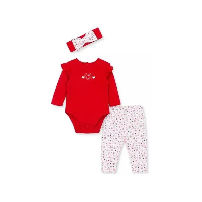 Little Me Hearts Bodysuit Set – Red