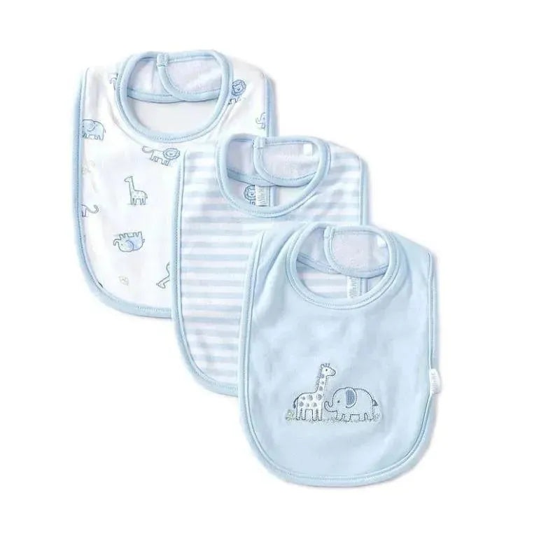 Little Me Safari 3Pk One Size Bibs – Blue