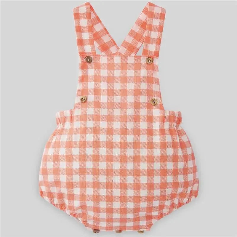 Paz Rodriguez – Baby Girl Woven Romper Milu, Tangerine