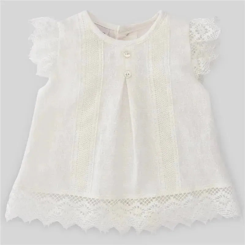 Paz Rodriguez – Baby Girl Woven Short-Dress Luar, Cream