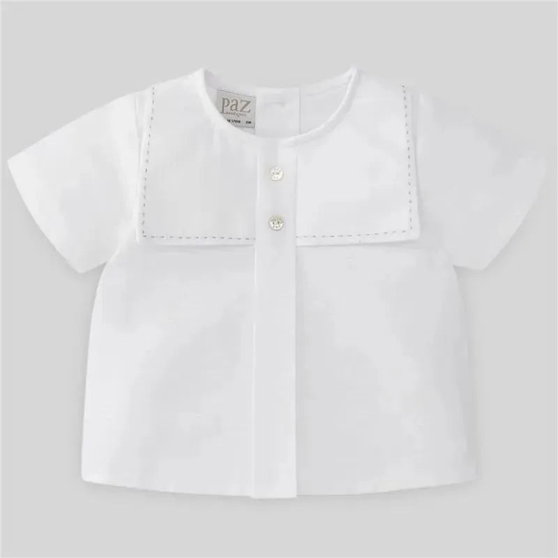 Paz Rodriguez – Baby Woven Blouse Luar, White/Grey