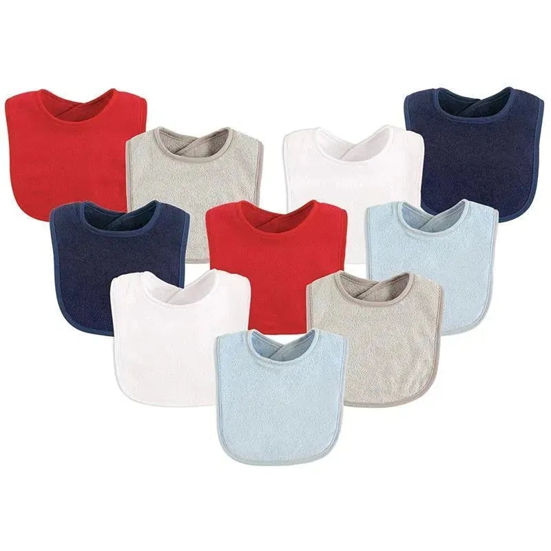 Baby Vision 10Pk Drooler Bibs, Boy Solid