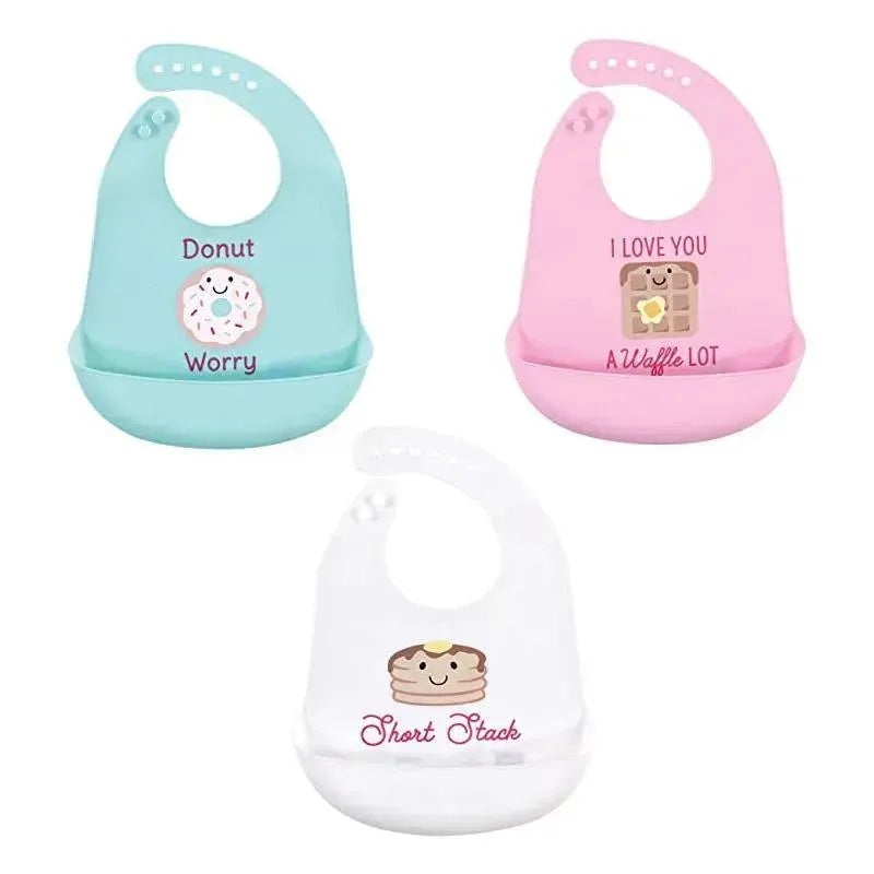 Baby Vision Baby Silicone Bibs, One Size Donut (3PK)