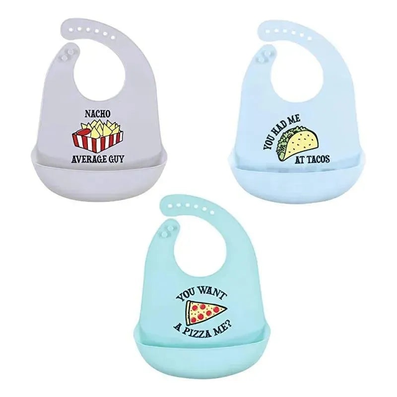 Baby Vision Baby Silicone Bibs, One Size Fast Food (3PK)