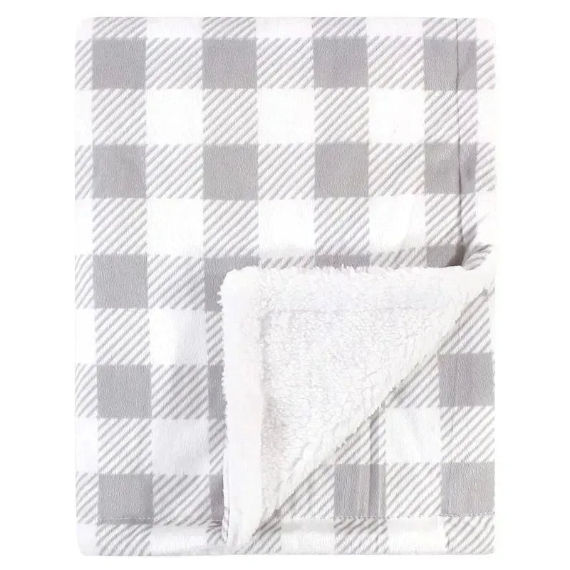 Baby Vision Blanket with Sherpa Back, Gray Plaid