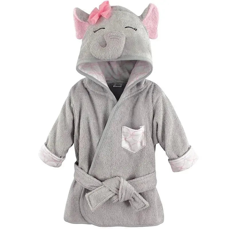 Baby Vision Cotton Animal Face Bathrobe, Pretty Elephant