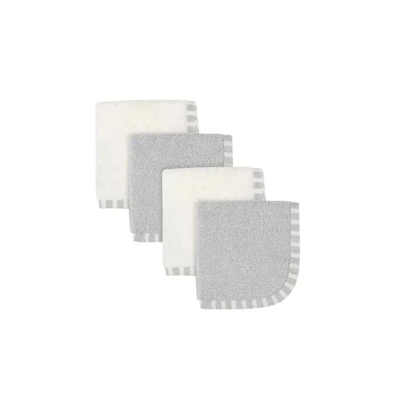 Gerber 4 Pack Boys Gary & Ivory Woven Washcloths