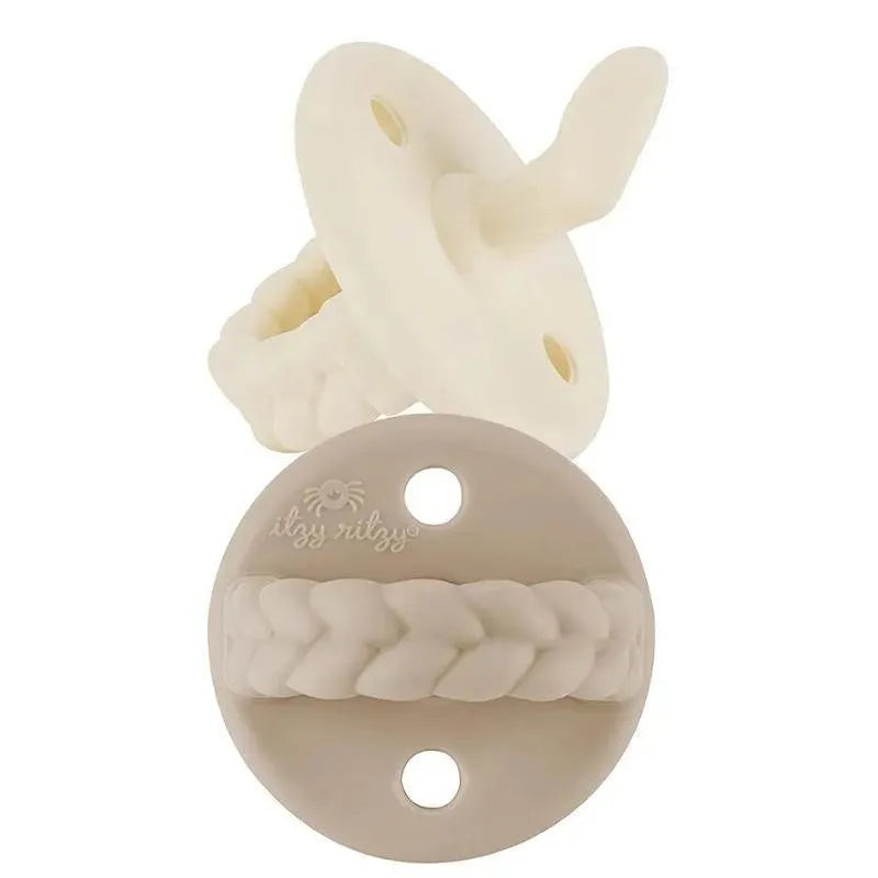 Itzy Ritzy – 2Pk Toast & Buttercream Orthodontic Silicone Pacifiers, 0/6M