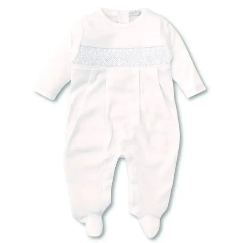Kissy Kissy – Baby Boy Footie with Hand Smocking, White