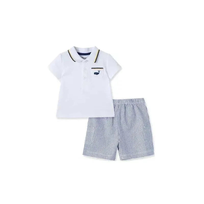 Little Me Whale Shorts Set – Blue