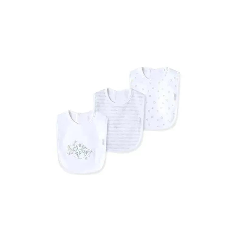 Little Me World Bibs 3Pk One Size – White