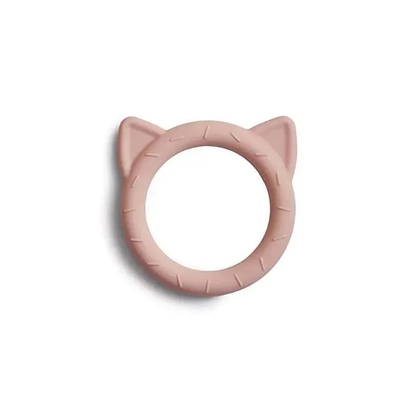Mushie Silicone Baby Teether Cat Toy Blush