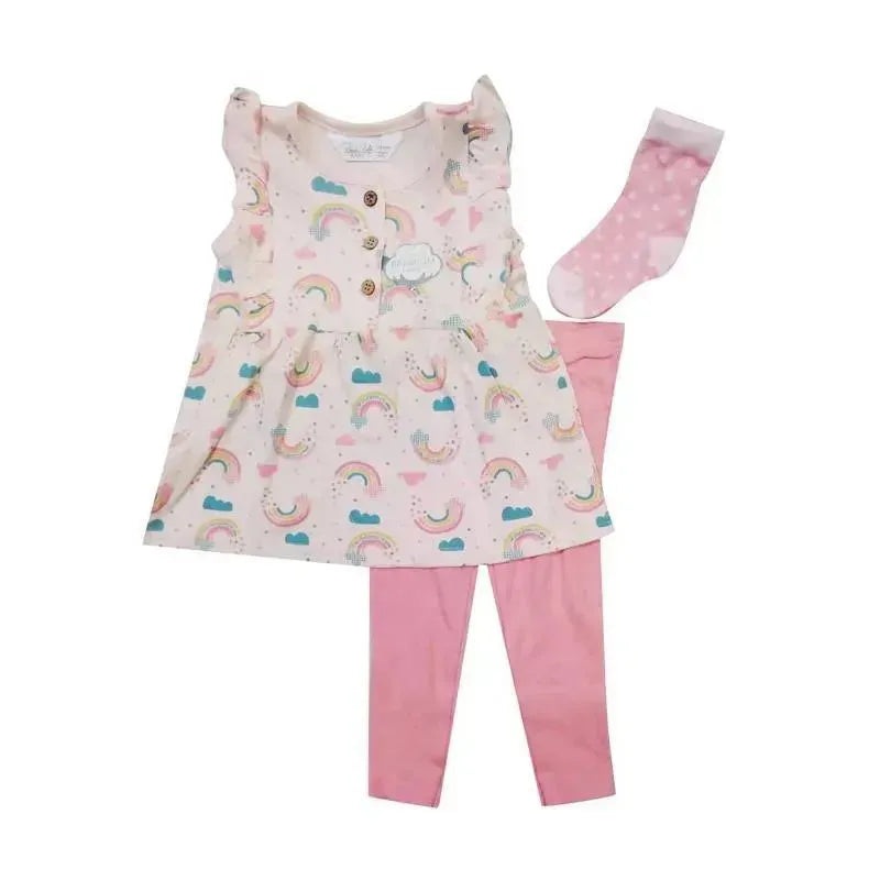 Rene Rofe 3 Piece Pink Rainbow Tunic Set 18M