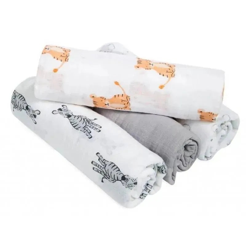 Aden + Anais – 4Pk Muslin Swaddles, Safari Babes