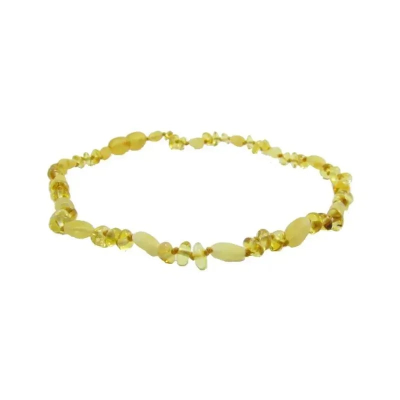 Amber Monkey – Polished Baltic Amber 10-11 inch Necklace, Lemon Baroque Milk Bean POP