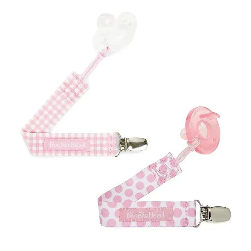 Booginhead – Pacifier Clip Pacigrip 2Pk, Pink Asst