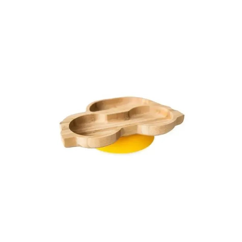 Eco Rascals Bamboo Suction Plate With Two Sections Car, Yellow