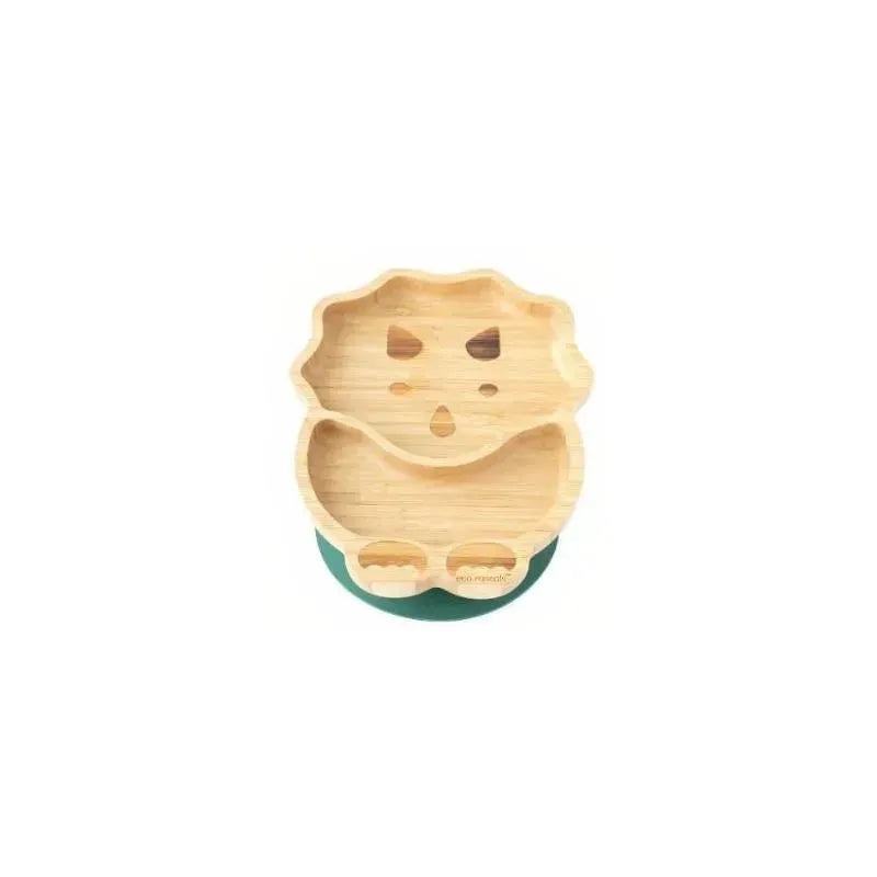 Eco Rascals Bamboo Suction Plate With Two Sections Dino, Green