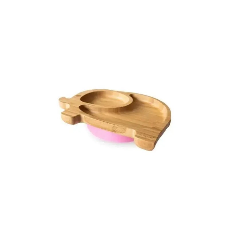 Eco Rascals Bamboo Suction Plate With Two Sections Elephant, Pink
