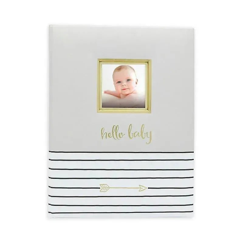 Pearhead Baby 1st Year Memory Book Hello Baby Grey and Gold