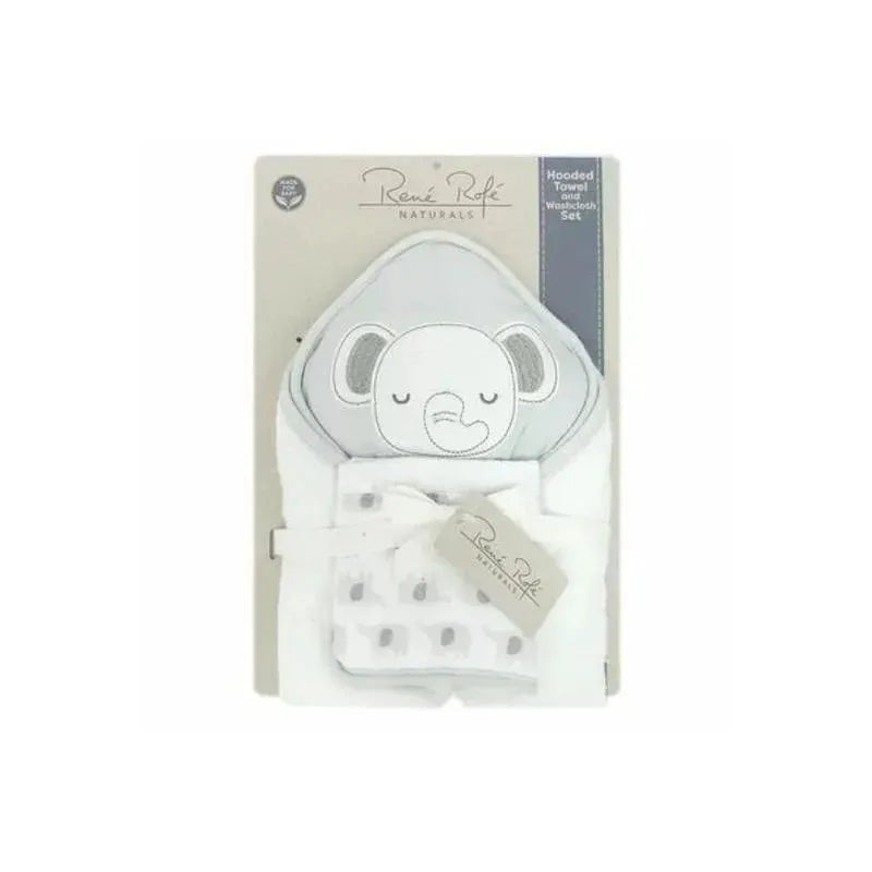 Rene Rofe Hooded Tower & Washcloth Set Elephant