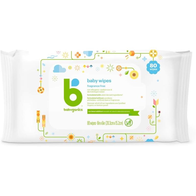 Babyganics – Baby Wipes, Fragrance Free, 80 Ct