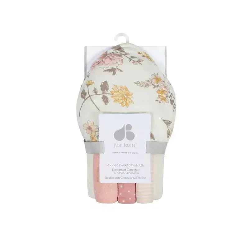 Just Born – Hooded Bath Towel & Washcloths Set, Vintage Floral